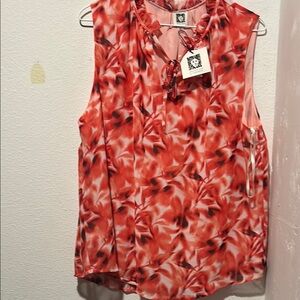 Floral Red Sleeveless Top